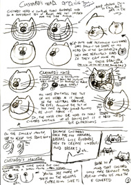 Character sketches for cult cartoon character Custard the cat