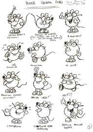 Character sketches for mouse from Roobarb and Custard Too
