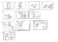 Storyboard for the title sequence of Roobarb and Custard Too