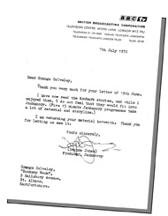 The original refusal letter from the BBC